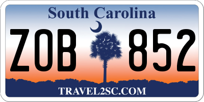 SC license plate ZOB852