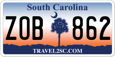 SC license plate ZOB862