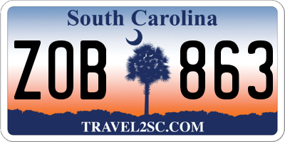 SC license plate ZOB863