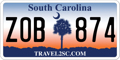SC license plate ZOB874