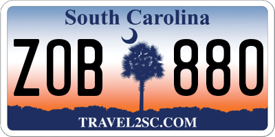 SC license plate ZOB880