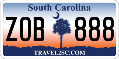 SC license plate ZOB888