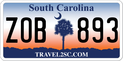 SC license plate ZOB893