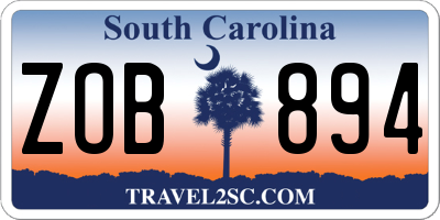 SC license plate ZOB894