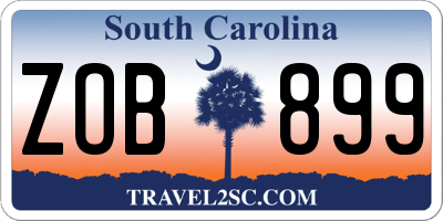 SC license plate ZOB899
