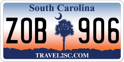 SC license plate ZOB906
