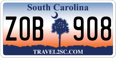 SC license plate ZOB908