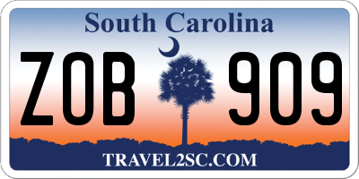 SC license plate ZOB909