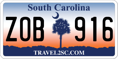 SC license plate ZOB916