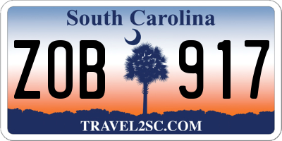SC license plate ZOB917