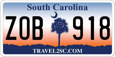SC license plate ZOB918