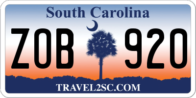SC license plate ZOB920