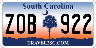 SC license plate ZOB922