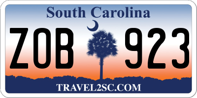 SC license plate ZOB923