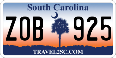 SC license plate ZOB925