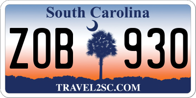 SC license plate ZOB930