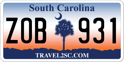 SC license plate ZOB931