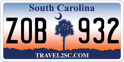 SC license plate ZOB932