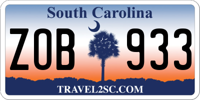 SC license plate ZOB933