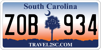 SC license plate ZOB934