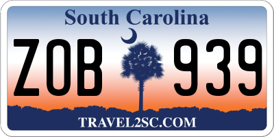 SC license plate ZOB939