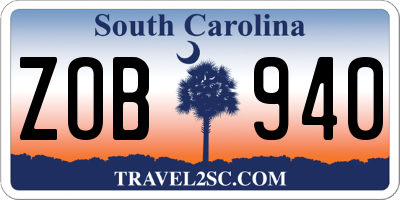 SC license plate ZOB940