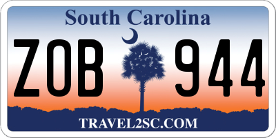 SC license plate ZOB944