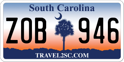 SC license plate ZOB946