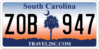 SC license plate ZOB947