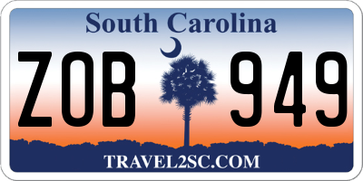 SC license plate ZOB949