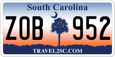 SC license plate ZOB952