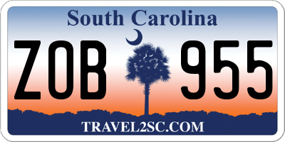 SC license plate ZOB955