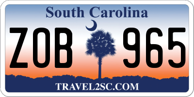 SC license plate ZOB965
