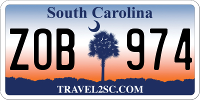 SC license plate ZOB974