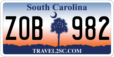 SC license plate ZOB982