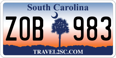 SC license plate ZOB983
