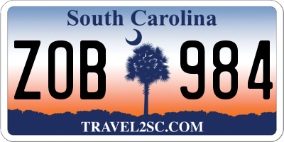 SC license plate ZOB984