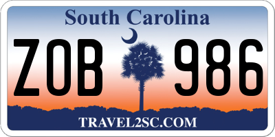 SC license plate ZOB986