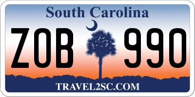 SC license plate ZOB990