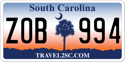 SC license plate ZOB994