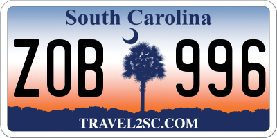 SC license plate ZOB996