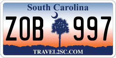 SC license plate ZOB997