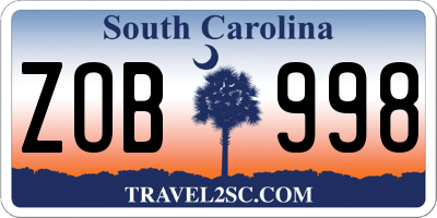 SC license plate ZOB998