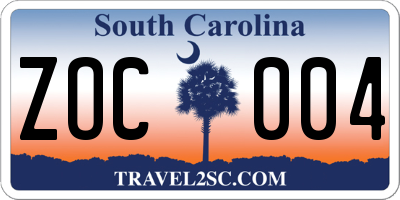 SC license plate ZOC004