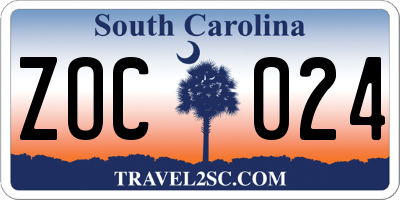 SC license plate ZOC024
