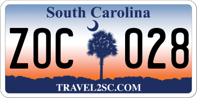 SC license plate ZOC028