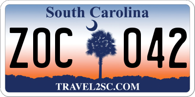 SC license plate ZOC042