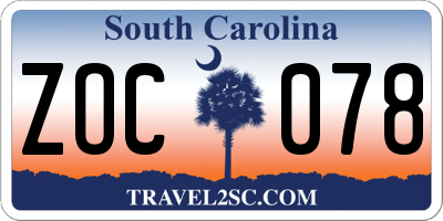 SC license plate ZOC078