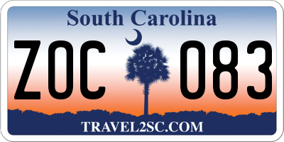 SC license plate ZOC083
