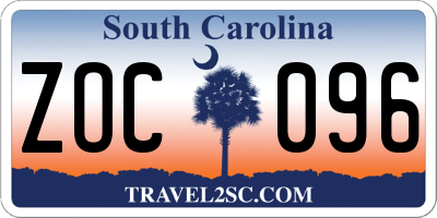 SC license plate ZOC096